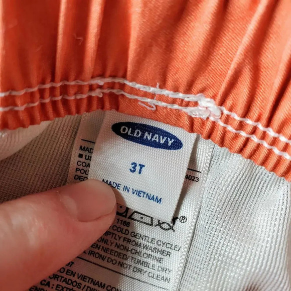 Old Navy Toddler Boy 3T Swim Trunks Board Shorts Gray Orange Yellow Stripe - Picture 3 of 6